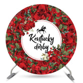 Aperturee Red Flowers Kentucky Derby Party Circle Backdrop